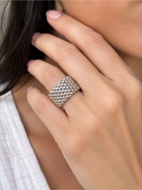 Tiffany & Co. Silver Mesh Wide Band Ring 7.25